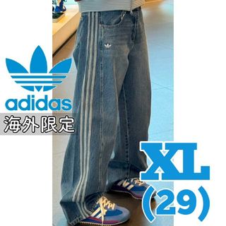 adidas - adidas ルーズデニム パンツ 海外限定 ブルー XL adidas - adidas ルーズデニム パンツ 海外限定 ブルー XL