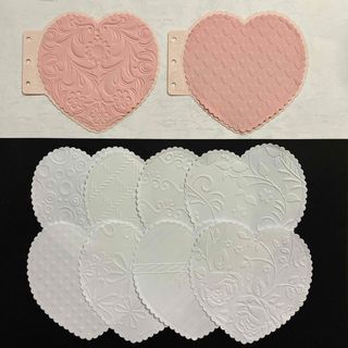 コラージュノート　ハート　手作り　エンボス加工　ダイカット(カード/レター/ラッピング)