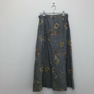 【DIAN HORN】ダイアナ　ホーン　グレー　9　ロングスカート　Aライン　フラワーデザイン　カジュアル(ロングスカート)