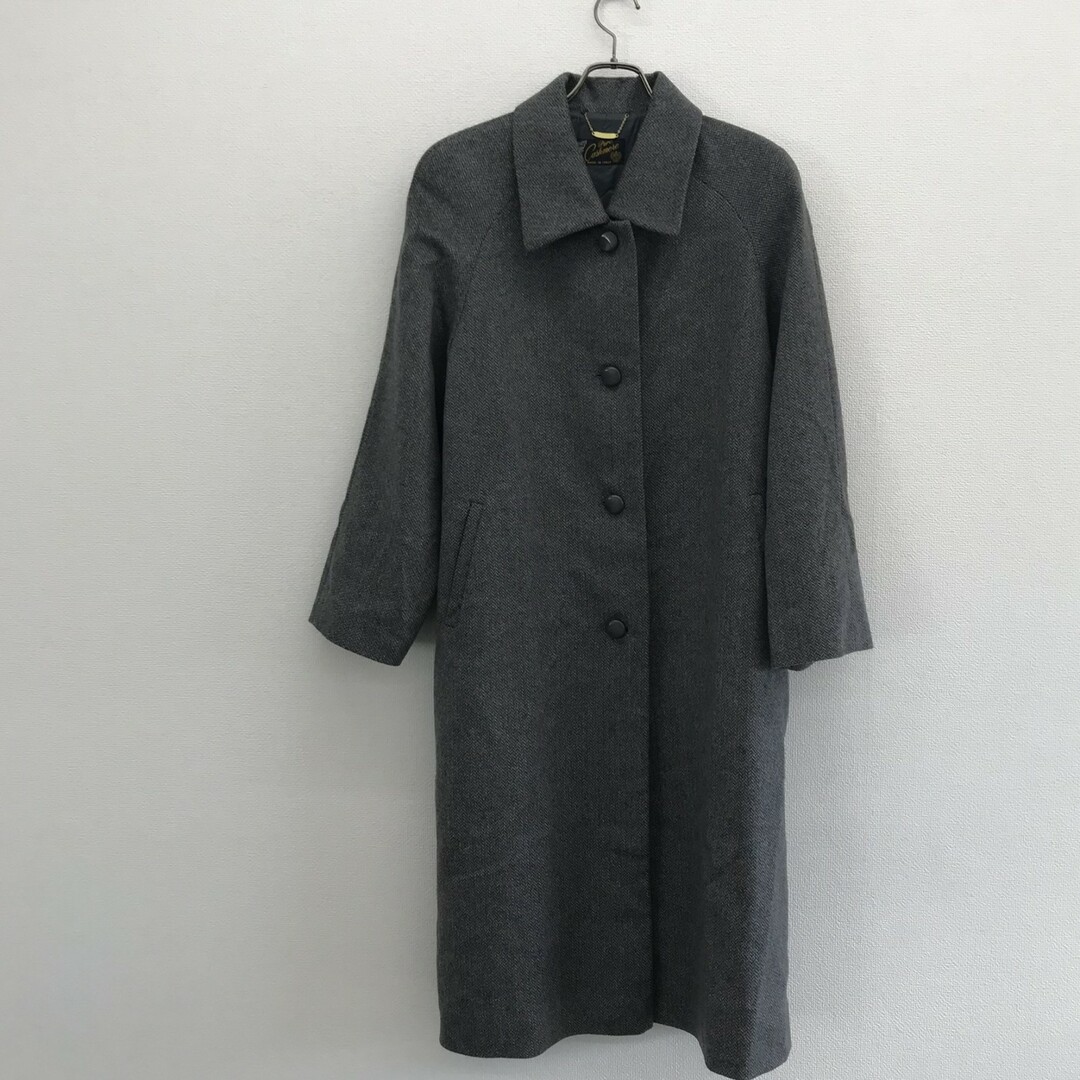 【PURE CASHMERE】ピュアカシミヤ　灰色系　ステンカラーコート　ロングコート　無地　シンプル