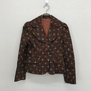 セットアップ　赤茶系　ジャケット　スカート　総柄　お洒落　パーティー(セット/コーデ)