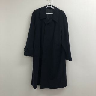 ステンカラーコート　紺系　ロングコート　無地　シンプル　フォーマル　アウター　防寒　美品(その他)