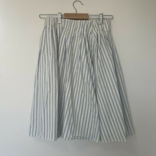 【Adam et Rope】アダム　エ　ロペ　ブルー系　38　フレアスカート　ストライプ　カジュアル　ウエストゴム(その他)