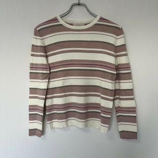 【any sis】エニィスィス　ピンク系　長袖トップス　リブニット　ボーダー　カジュアル　美品(その他)