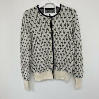 【ROPÉ】ロペ　ブラック、ホワイト、チェック　38　カーディガン　羽織　長袖ニット　トップス(カーディガン)