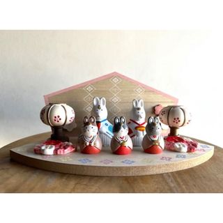 【新品】ウサギのひな祭りセット(置物)