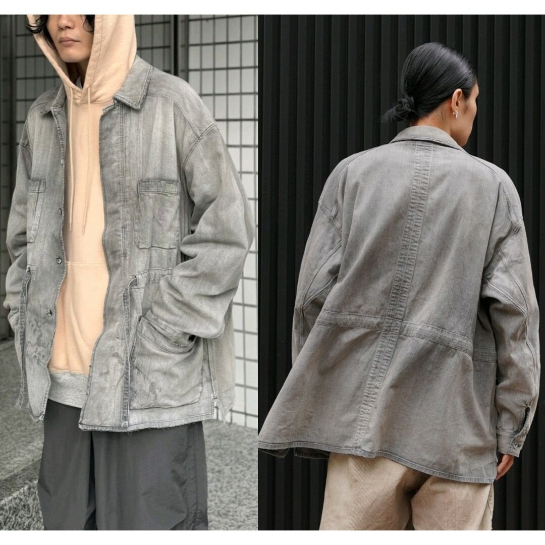 24AW ANCELLM AGING DENIM SHIRT JACKET 黒1の通販 by オコチャ 24AW ANCELLM AGING DENIM SHIRT JACKET 黒1の通販 by オコチャ