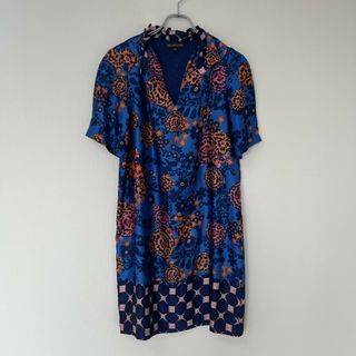 【COLLECTIVE CLOTHING】コレクティブクロッシング　ブルー系　M　チュニック　総柄　カジュアル(チュニック)