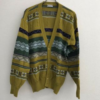【PARIS SPORTS FASHION】　黄系　М　カーディガン　総柄　長袖トップス　ゆったり　美品(カーディガン)