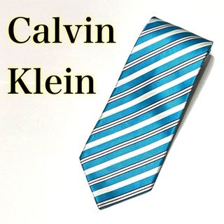 カルバンクライン(Calvin Klein)のカルバンクライン　Calvin Klein ネクタイ ストライプ 水色 光沢(ネクタイ)