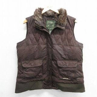 エディーバウアー(Eddie Bauer)の古着 エディーバウアー ダウン ベスト レディース 襟フェイクファー 茶他 ブラウン 25jan29 中古 アウター(ロングコート)