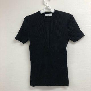【Mila Owen】ミラオーウェン　黒系　０　リブニットトップス　無地　シンプル　クルーネック　カジュアル(カットソー(長袖/七分))