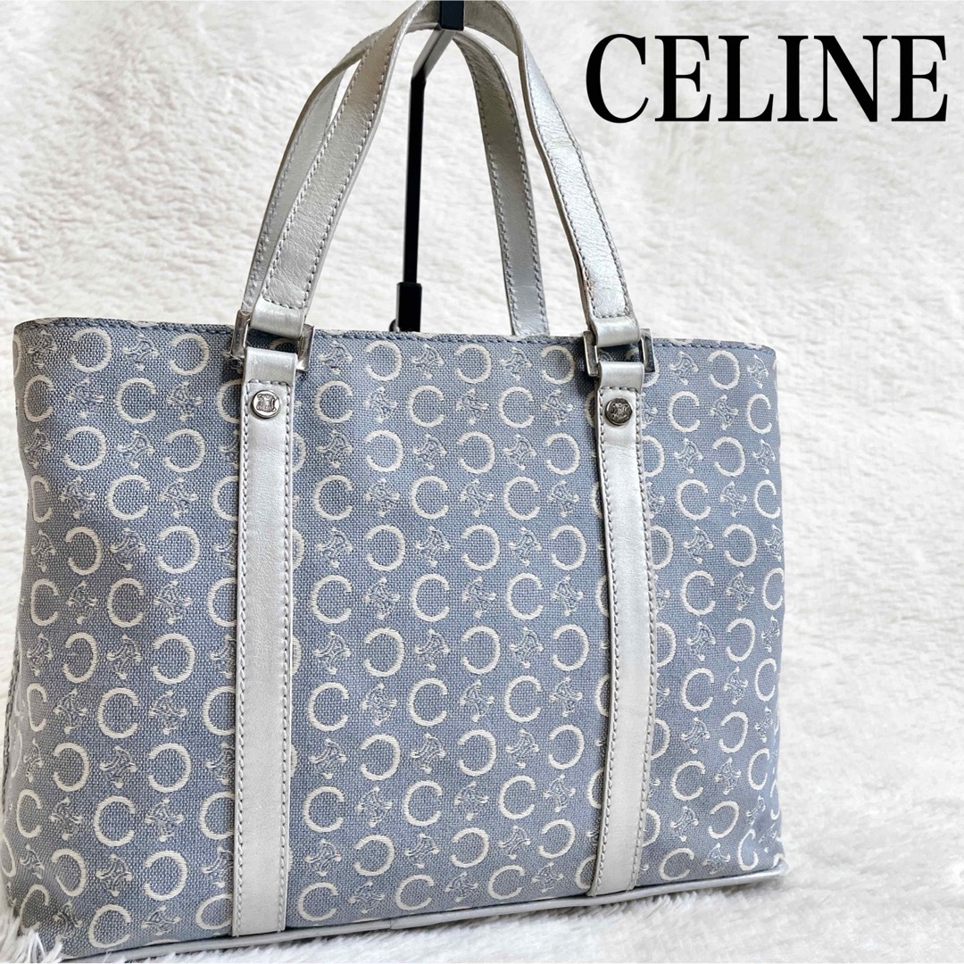希少カラー CELINE セリーヌ Cマカダム デニム調 ハンドバッグ 希少カラー CELINE セリーヌ Cマカダム デニム調 ハンドバッグ