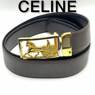 美品 Celine セリーヌ レザーベルト 金色金具 80 ブラック|小物 美品 Celine セリーヌ レザーベルト 金色金具 80 ブラック|小物