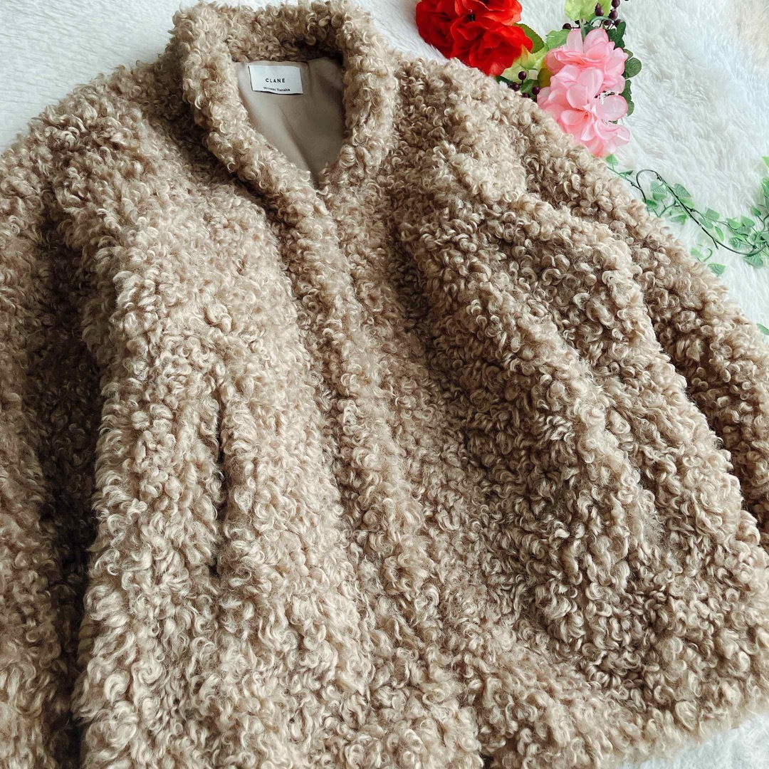 CLANEクラネ×田中みな実☆CURL FUR SHORT COAT ベージュ2 CLANEクラネ×田中みな実☆CURL FUR SHORT COAT ベージュ2