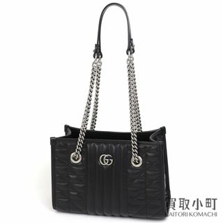 グッチ(GUCCI)の【美品】グッチ【GUCCI】GGマーモント スモール ショルダーバッグ  ブラック チェーンショルダー トートバッグ ダブルG ARIAコレクション 681483 UM8BN 1000 GG MARMONT SMALL SHOULDER BAG【SAランク】【中古】(ショルダーバッグ)
