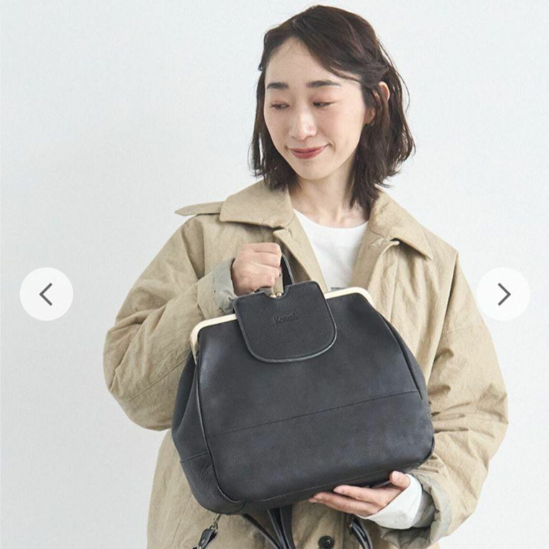 未使用級✨kanmiカンミ3WAYmukurino がま口 3WAYリュック 黒 未使用級✨kanmiカンミ3WAYmukurino がま口 3WAYリュック 黒