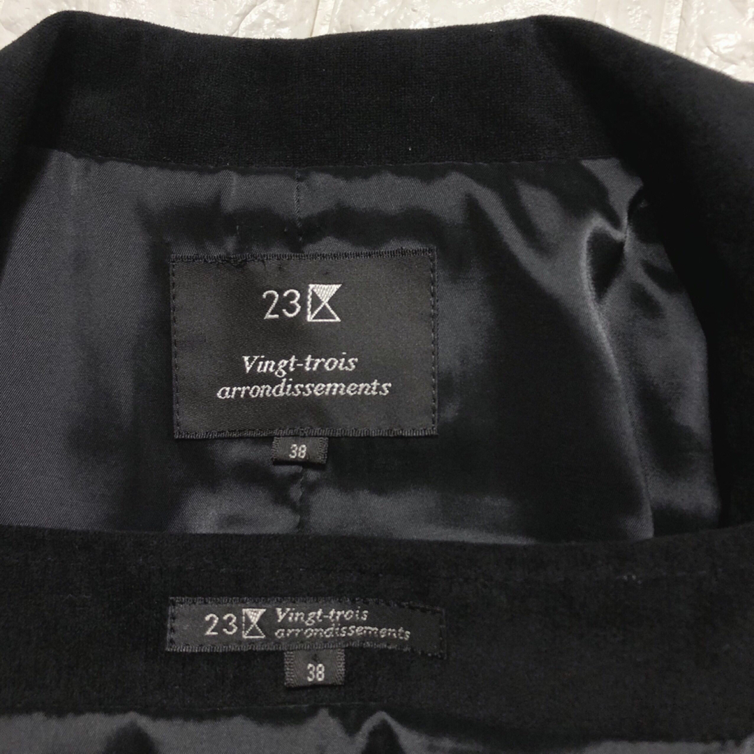 23区 - 23区の黒ベロアのスーツ38の通販 by はりね's shop 23区 - 23区の黒ベロアのスーツ38の通販 by はりね's shop