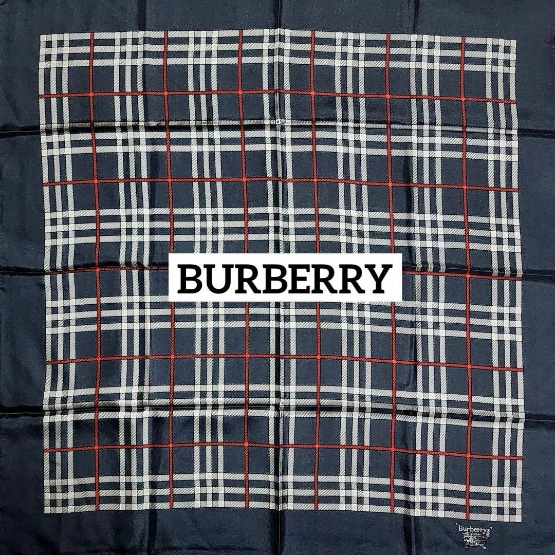 ☆BURBERRY☆ スカーフ チェック 旧ロゴ シルク ネイビー ☆BURBERRY☆ スカーフ チェック 旧ロゴ シルク ネイビー