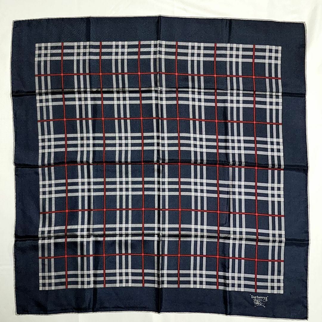 ☆BURBERRY☆ スカーフ チェック 旧ロゴ シルク ネイビー ☆BURBERRY☆ スカーフ チェック 旧ロゴ シルク ネイビー