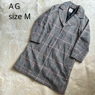 【美品】AG 千鳥格子柄チェスターコート レディースアウターM(チェスターコート)