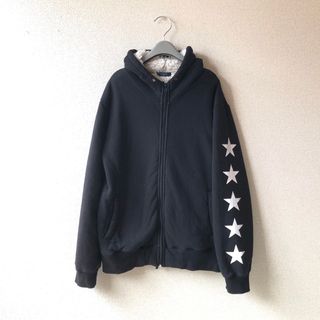 160 グラソス フード付　ボア アウター 黒　ブラック　袖星柄　暖　パーカー (ジャケット/上着)
