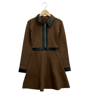 ダーリッチ Darich 長袖ニットワンピース ハーフジップ ロゴレザー レディース F(ひざ丈ワンピース)