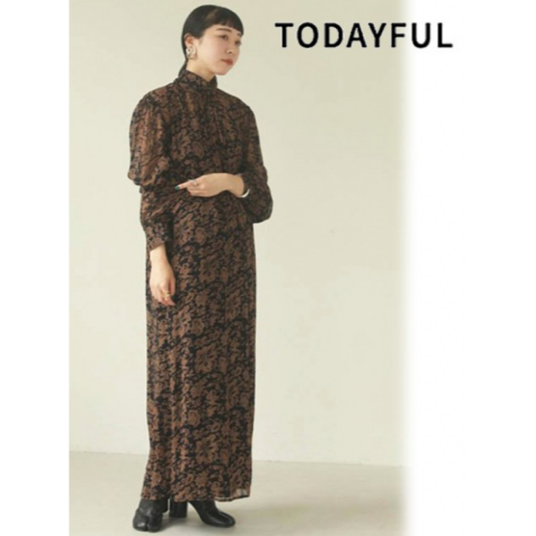 TODAYFUL(トゥデイフル)のお値下げ ジョーゼットリーフドレス レディースのワンピース(ロングワンピース/マキシワンピース)の商品写真