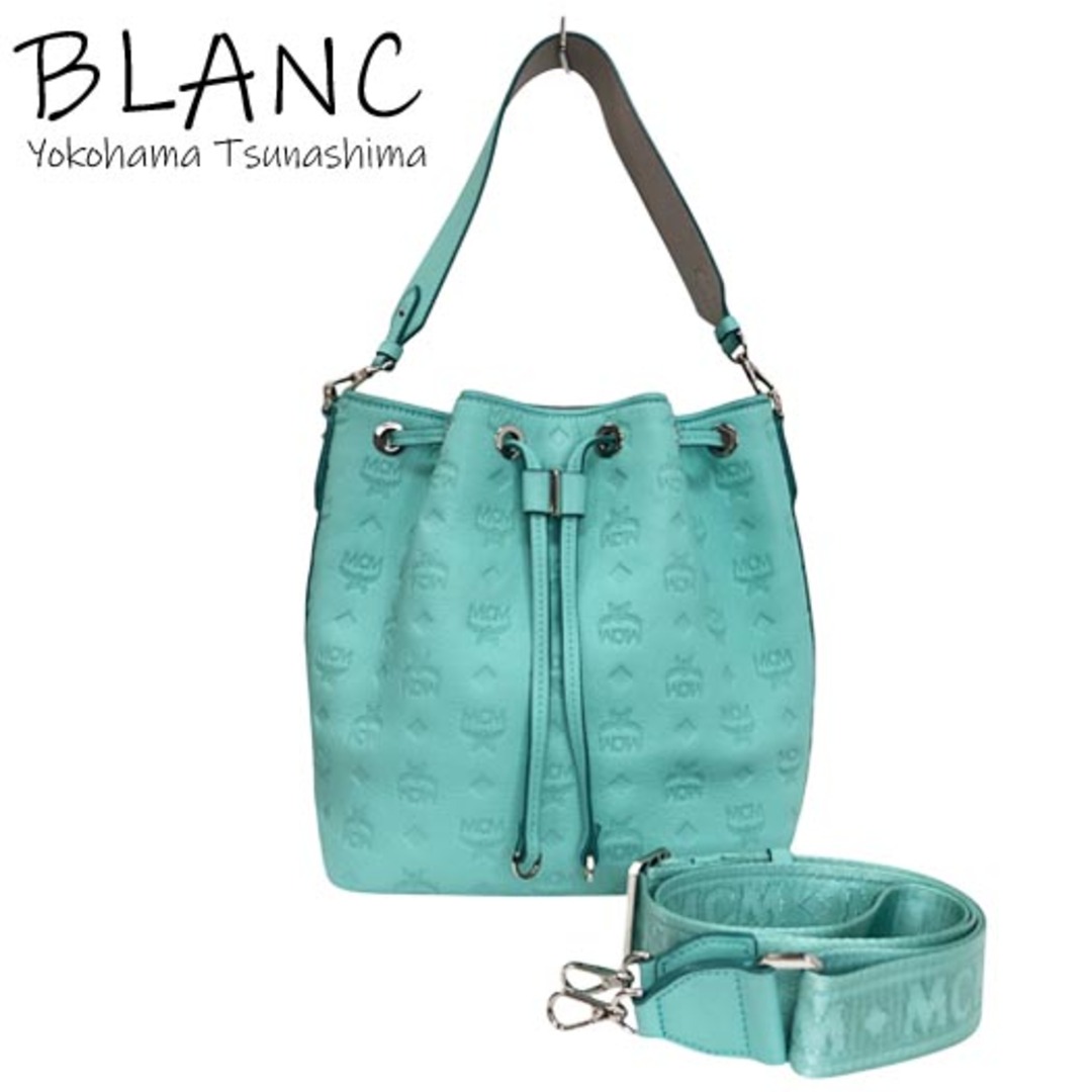 MCM - MCM  ヴィストス 2WAY ショルダーバッグ レザー ライトブルー MWD9SSE79H3001  ドローストリング 横浜BLANC