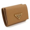 PRADA プラダ 1MH042 三折財布小銭入付き レザー/SAFFIANO TRIANGOL CARAMEL レディース