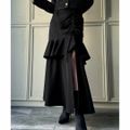 【ブラック】【XL】フリルスリットドロストマーメイドスカート