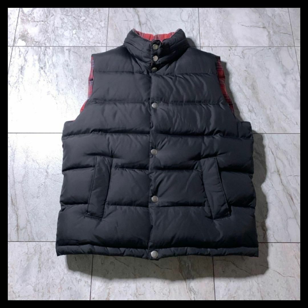 GAP - 00s OLD GAP 肉厚 ダウンベスト ブラック 裏チェック Mの GAP - 00s OLD GAP 肉厚 ダウンベスト ブラック 裏チェック Mの