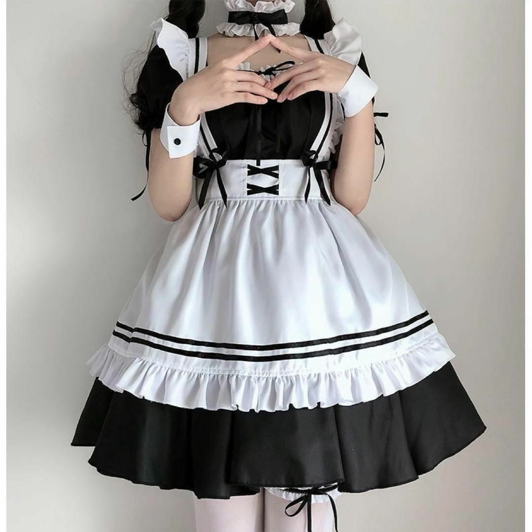 新品】4XL おおきめ メイド服 コスプレ 7点セット 余興 ミニスカ 新品】4XL おおきめ メイド服 コスプレ 7点セット 余興 ミニスカ