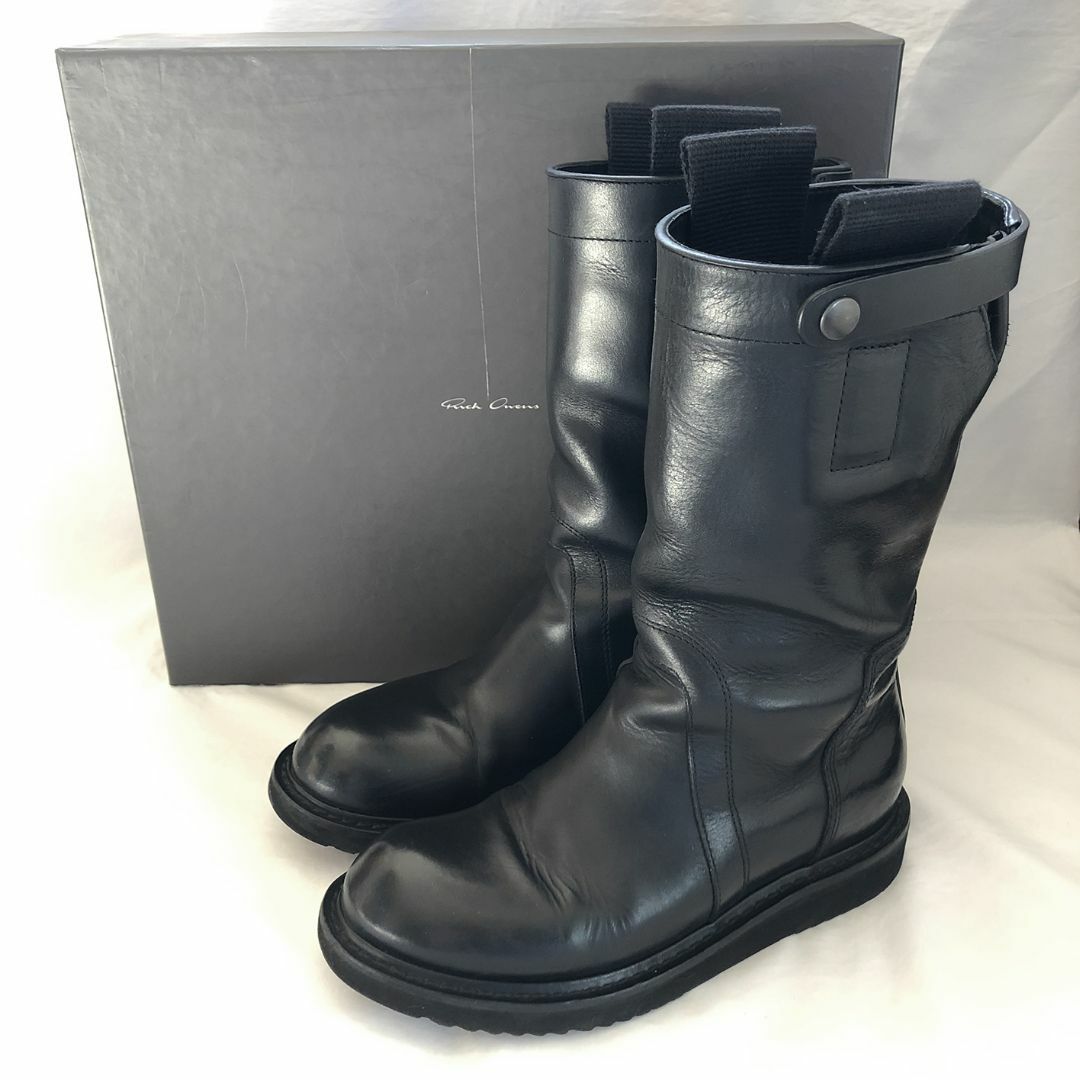 RICK OWENS フラットバイカーブーツ ブラック 38 リックオウエンス RICK OWENS フラットバイカーブーツ ブラック 38 リックオウエンス