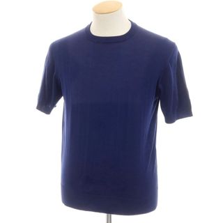 【新品アウトレット】マウロ オッタヴィアーニ MAURO OTTAVIANI ハイゲージコットン クルーネック 半袖ニット ネイビー【サイズ44】【メンズ】