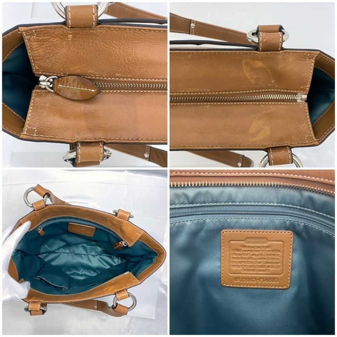 COACH(コーチ)のコーチ トートバッグ ホワイト ブラウン F14683 シンプル PVC レザー 中古 COACH 肩掛け ワンポイント ヴィンテージ ロゴ 定番 人気 女性 レディース 白色 革 お洒落 通勤 通学 仕事 トート 茶色 ビジネス 鞄 レディースのバッグ(トートバッグ)の商品写真