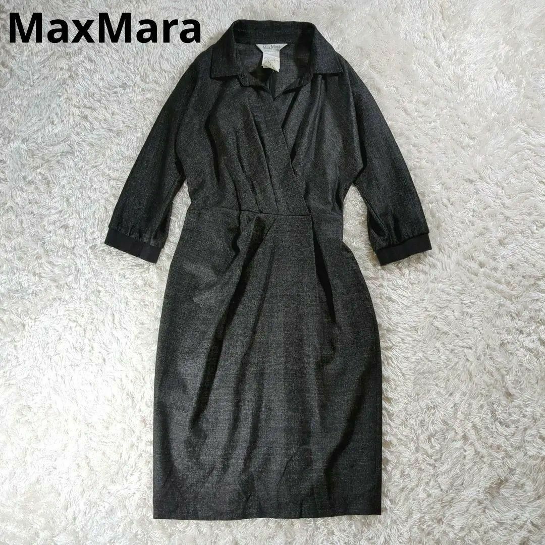白タグ✨️MaxMara カシュクール ワンピース シルク ウール 白タグ✨️MaxMara カシュクール ワンピース シルク ウール