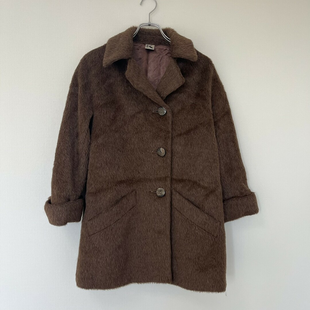 極美品　【KRIZIA】クリツィア　ブラウン　40　ステンカラーコート　ロングコート　ウール１００