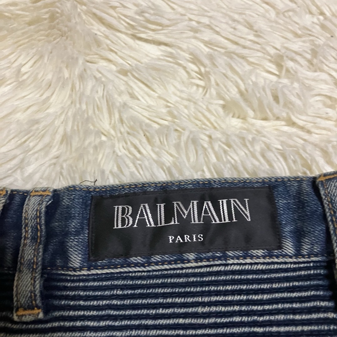 BALMAIN - 名作 バルマン 15AW デストロイ加工蛇腹バイカー BALMAIN - 名作 バルマン 15AW デストロイ加工蛇腹バイカー