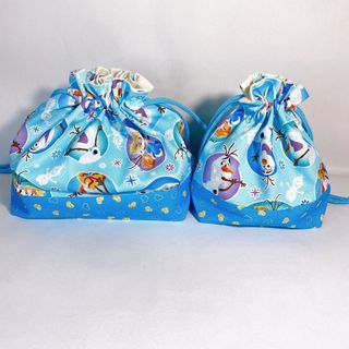 ディズニー(Disney)のアナと雪の女王　エルサ　オラフ　お弁当袋　コップ袋(ランチボックス巾着)