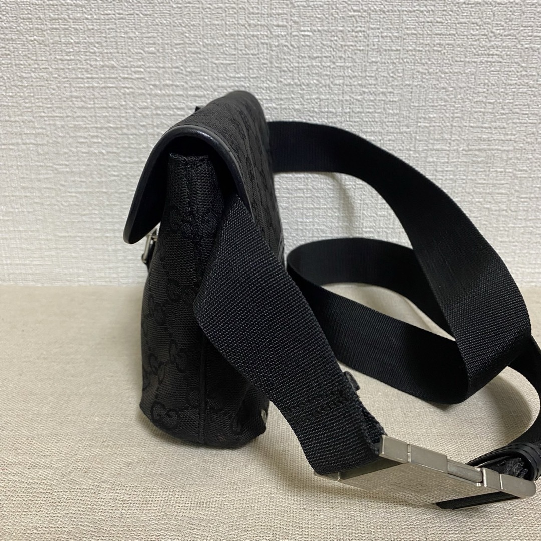 GUCCI グッチ ボディバッグ GGキャンバス×レザー シルバー金具 GUCCI グッチ ボディバッグ GGキャンバス×レザー シルバー金具