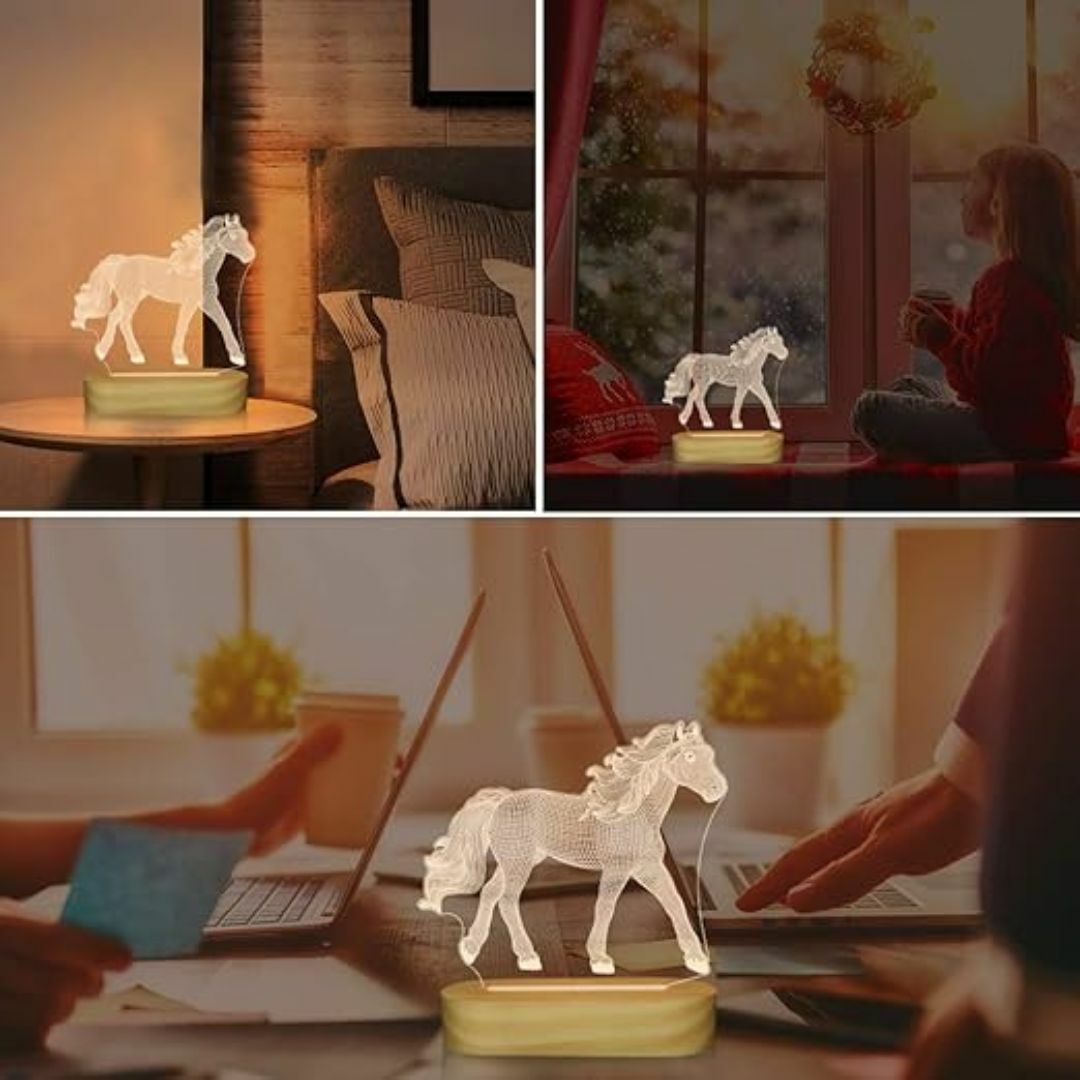ラスト1点‼️ 3Dイリュージョン ナイトライト アクリル製 馬 インテリア/住まい/日用品のライト/照明/LED(フロアスタンド)の商品写真
