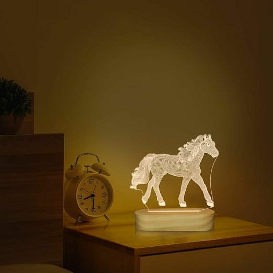 ラスト1点‼️ 3Dイリュージョン ナイトライト アクリル製 馬 インテリア/住まい/日用品のライト/照明/LED(フロアスタンド)の商品写真