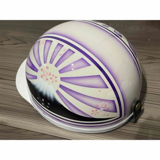 桜 紫 白 富士日章 コルク半 ヘルメット(ヘルメット/シールド)