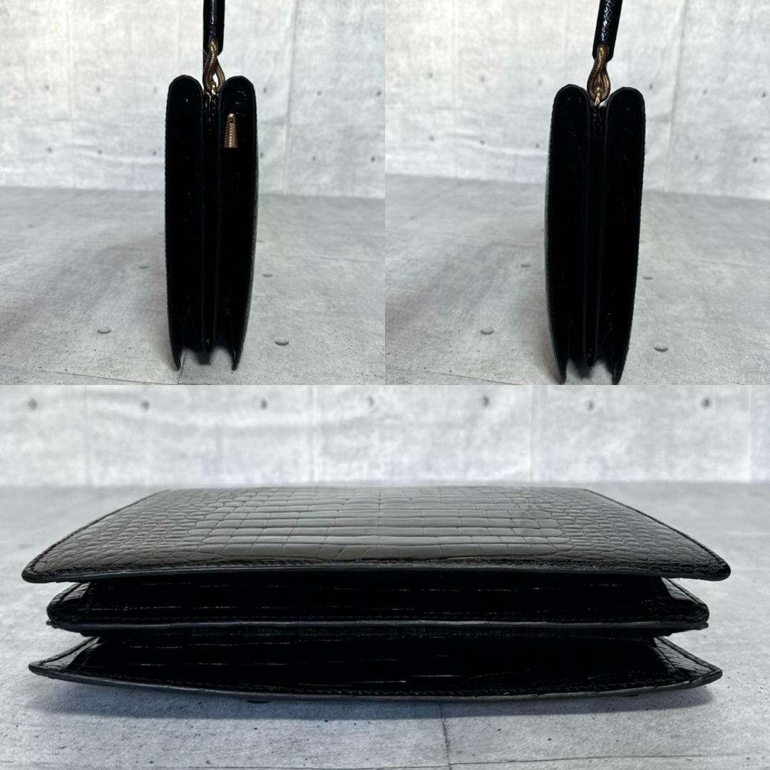 良品】MORABITO VENDOME BLACK クロコダイル ハンドバッグ 良品】MORABITO VENDOME BLACK クロコダイル ハンドバッグ