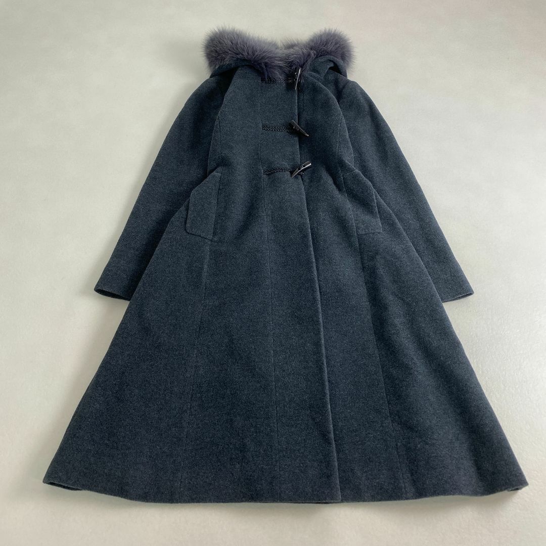 Harrods - 美品　ハロッズ　ロングコート　Aライン　アンゴラ　フォックスファー　ウール　2