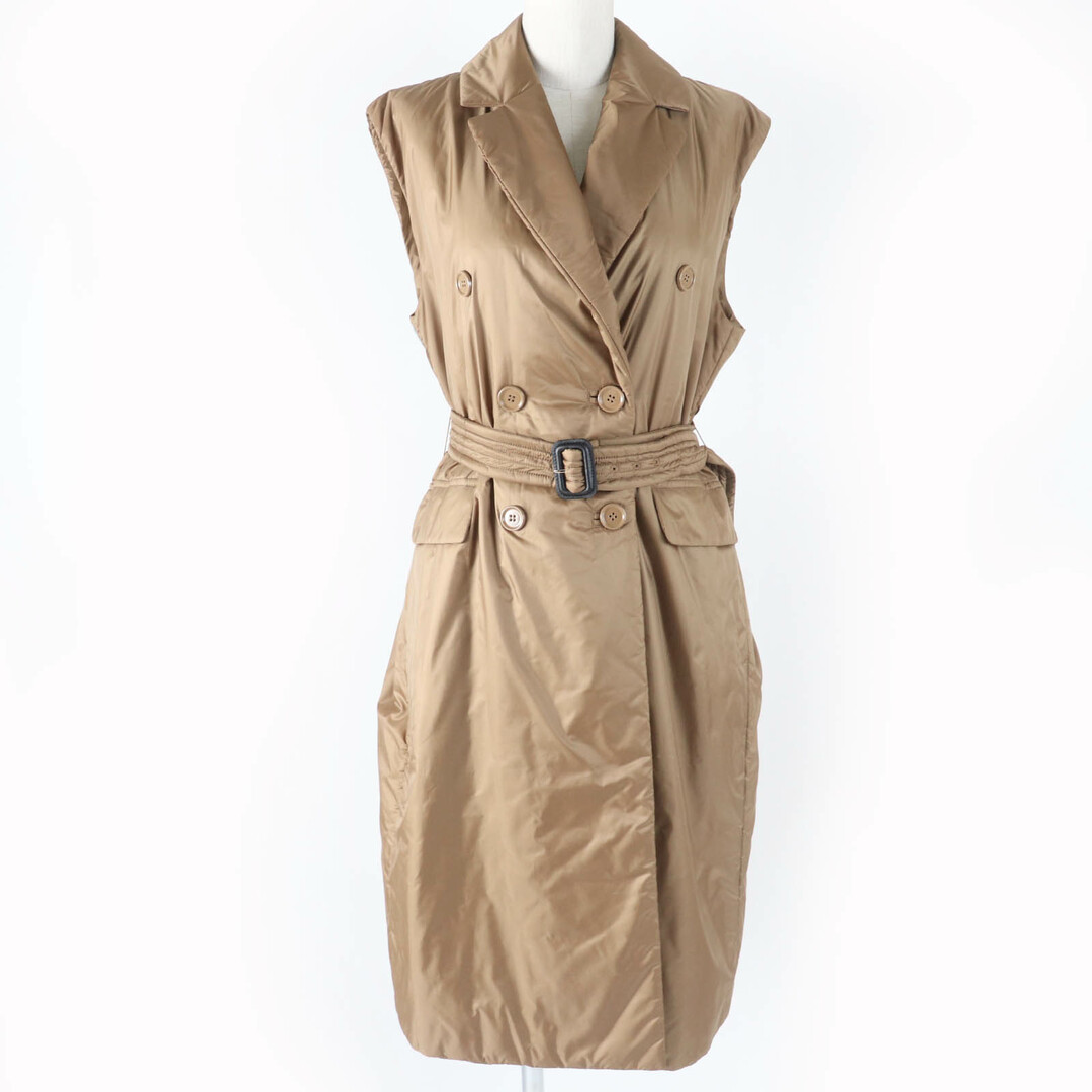 極美品☆Max Mara The Cube  マックスマーラ ザキューブ 92960124 CAMELUXE 中綿入り ノースリーブ コート ブラウン 36 正規品 レディース