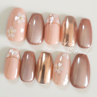ネイルチップ オーダーチップ フラワーネイル マグネットネイル 桜［14］(つけ爪/ネイルチップ)