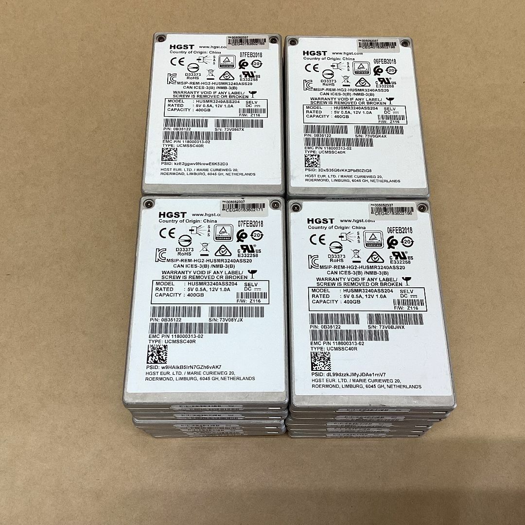 【20台セット】 BLANCCO消去済み HGST 2.5SAS(サーバーハードディスク) HUSMR3240ASS204 400GB 12G対応