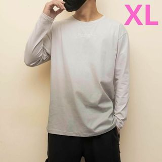 お洒落❕グラデーション❤️Tシャツ メンズ 長袖 XL 韓国 グレー(Tシャツ/カットソー(七分/長袖))